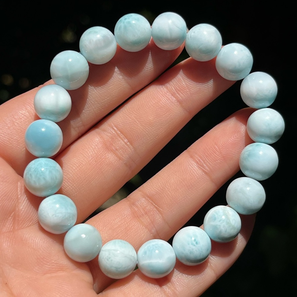 10.5mm beautiful stretchable Larimar bracelet 0427